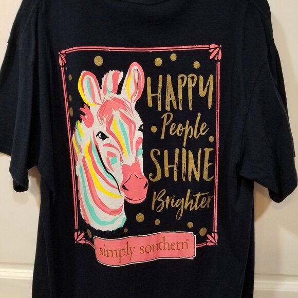 Simply Southern Tops - Ladies' Simply Southern S/S Tee with zebra graphic, Size L, EUC